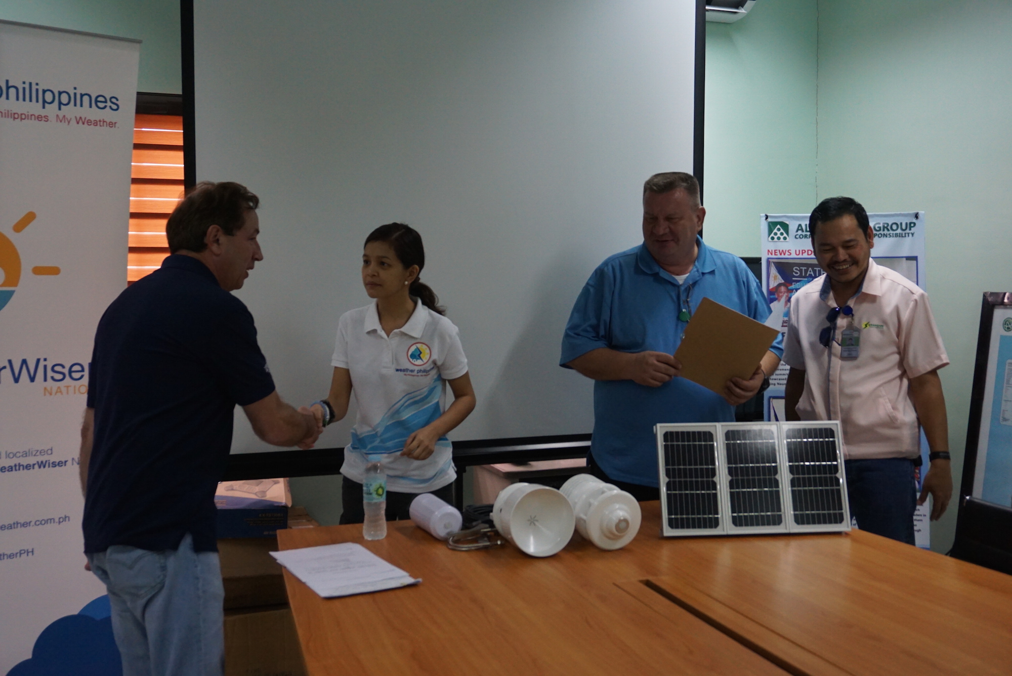 #WEATHERWISER ENERGY SECTOR. WeatherPhilppines Sustainability Manager Kaye Rosario meets with officials of Sarangani Energy Corporation, which donated US$2,500 to WeatherPhilippines for the installation of an automated weather station (AWS) at their new power plant.  